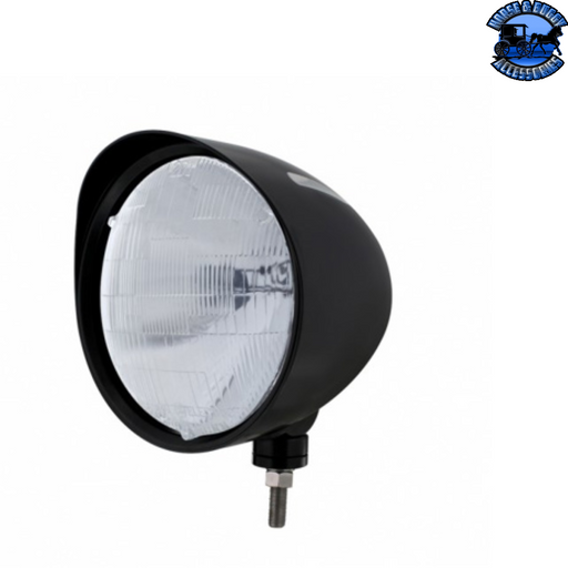 Gray Black "Billet" Style Groove Headlight With Visor H6014 Bulb #32685 HEADLIGHT