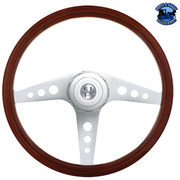 18" GT STYLE WOOD STEERING WHEEL WITH HUB & HORN BUTTON KIT FOR PETERBILT (2003+) & KENWORTH (2003+) #88181 steering wheel Light Gray