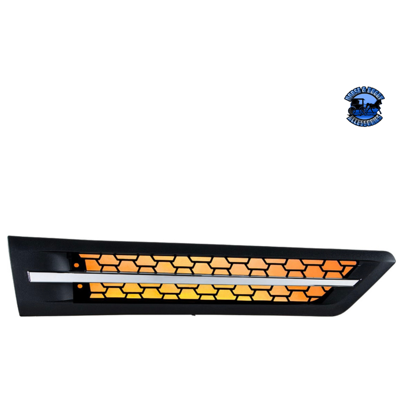 HOOD AIR INTAKE GRILLE WITH LED FOR 2018-2024 FREIGHTLINER CASCADIA 126 (Choose Color) (Choose Side) Air Intake Amber LED / Passenger's Side Black