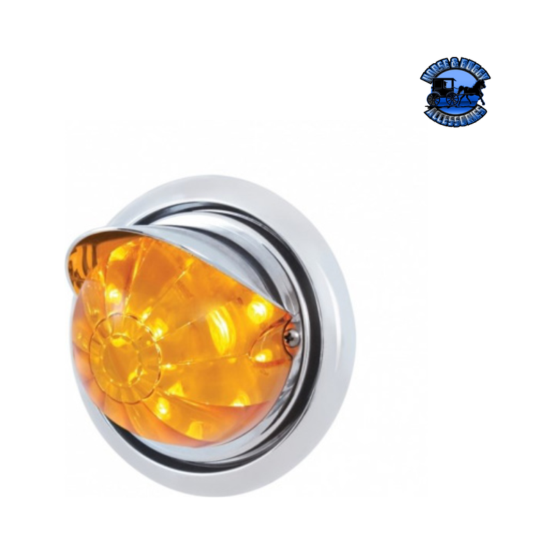 FRONT BUMPER LIGHT WITH 17 AMBER LED WATERMELON LIGHT & VISOR FOR FREIGHTLINER COLUMBIA (Choose Color) Front Bumper Light Amber Goldenrod