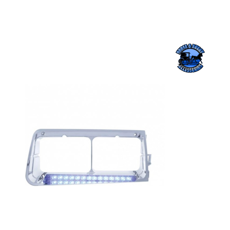 14 LED HEADLIGHT BEZEL WITH COLOR LED FOR 1989-2009 FREIGHTLINER FLD (Choose Color) (Choose Side) LED Headlight Bezel Blue / Passenger's Side Light Gray