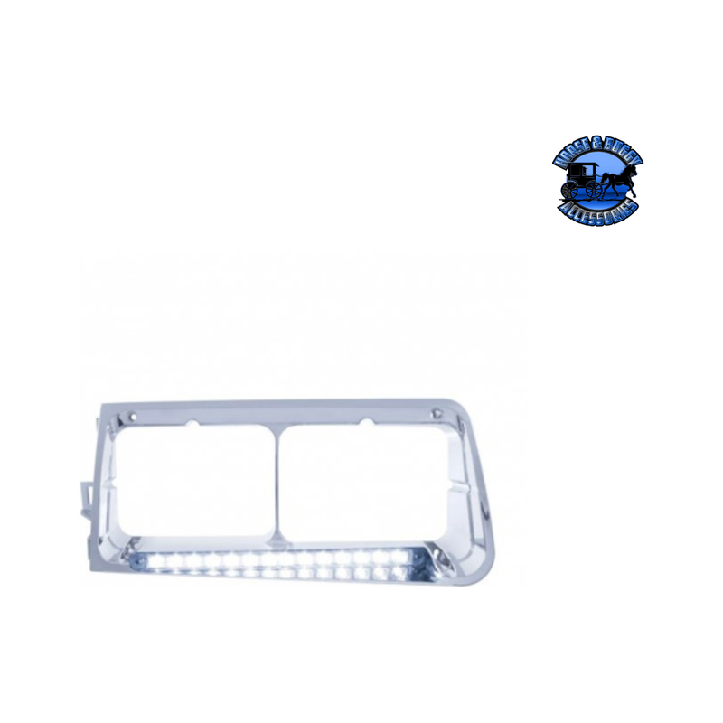 14 LED HEADLIGHT BEZEL WITH COLOR LED FOR 1989-2009 FREIGHTLINER FLD (Choose Color) (Choose Side) LED Headlight Bezel White / Driver's Side Light Gray