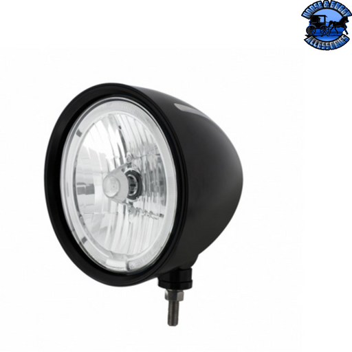 Light Gray Black "Billet" Style Groove Headlight 9007 Bulb With Amber LED Halo Rim #32669 HEADLIGHT