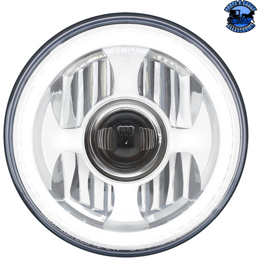 Light Gray ULTRALIT - High Power LED 7" Projection Headlight With Dual Color LED Position Halo Ring #31496 HEADLIGHT