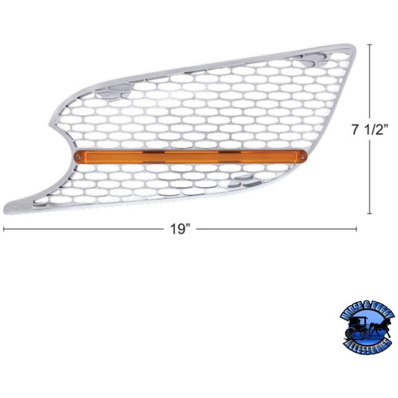 CHROME AIR INTAKE GRILLE WITH LED GLOLIGHT FOR 2012-2021 PETERBILT 579 (Choose Lens Color) (Choose Side) Air Intake Amber / Driver's Side,Amber / Passenger's Side,Clear / Driver's Side,Clear / Passenger's Side Light Gray