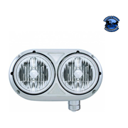 HEADLIGHT ASSEMBLY WITH CRYSTAL HALOGEN BULBS & 304 SS HOUSING FOR PETERBILT 359 (Choose Side) HEADLIGHT Passenger's Side Light Gray