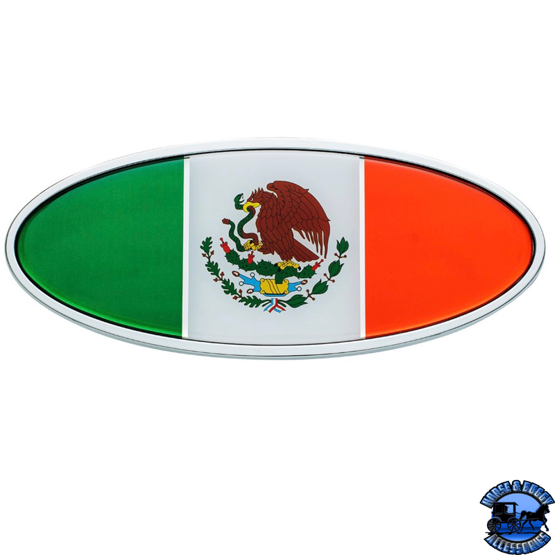 Chrome Die Cast Oval Emblem - Mexico Flag #10924