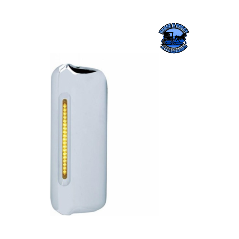 MIRROR COVER WITH 19 LED 12" REFLECTOR LIGHT BAR FOR 2005+ FREIGHTLINER (Choose Color) (Choose Side) Mirror Cover Amber / Driver's Side Light Gray