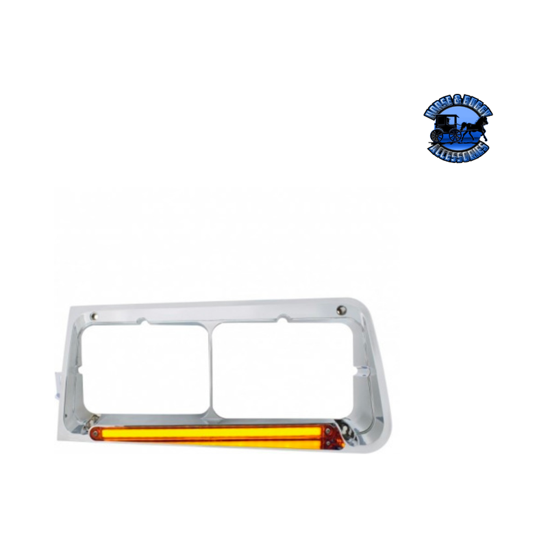 24 LED HEADLIGHT BEZEL WITH GLOLIGHT FOR 1989-2009 FREIGHTLINER FLD (Choose Color) (Choose Side) LED Headlight Bezel Amber / Driver's Side Gray