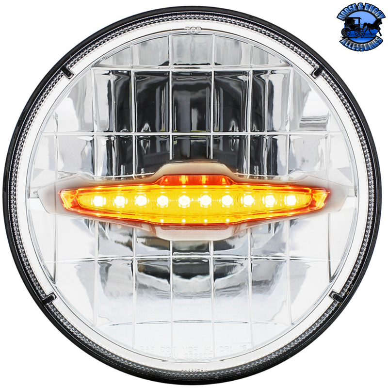 ULTRALIT - 3 HIGH POWER LED 7" HEADLIGHT WITH 10 LED POSITION LIGHT BAR (Choose Color) LED Headlight Amber Dark Slate Gray