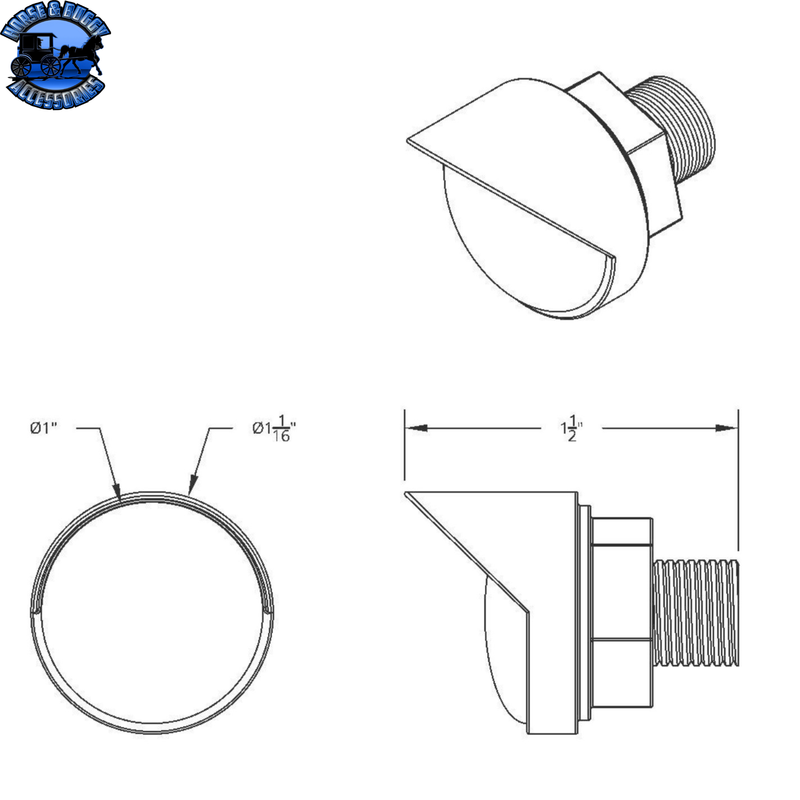 3 High Power LED 1" Light (Clearance/Marker) With Visor - Amber LED/Clear Lens #36905