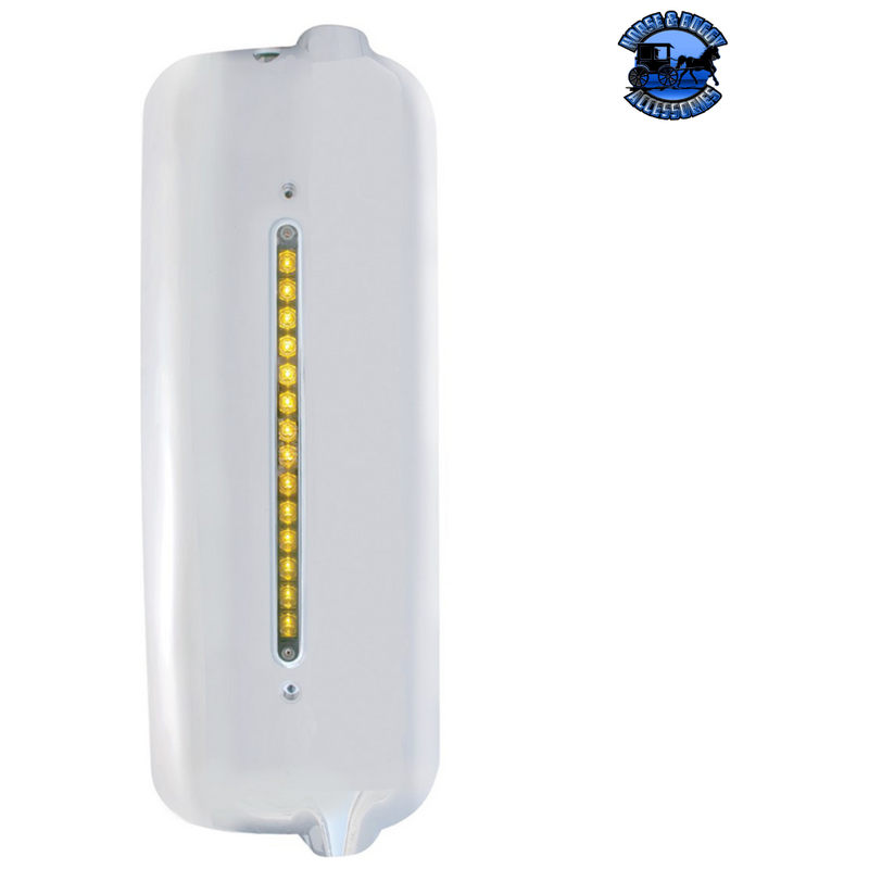 MIRROR COVER WITH 14 LED 12" LIGHT BAR FOR 2005 & OLDER FREIGHTLINER Mirror Cover Chrome / Passenger's Side Light Gray