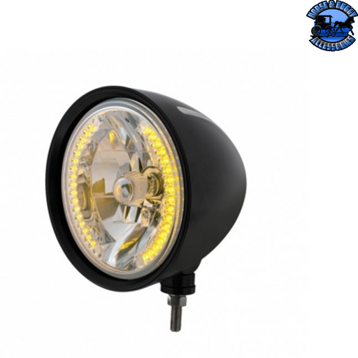 Dark Slate Gray Black "Billet" Style Groove Headlight H4 Bulb With 34 Amber LED #32667 HEADLIGHT