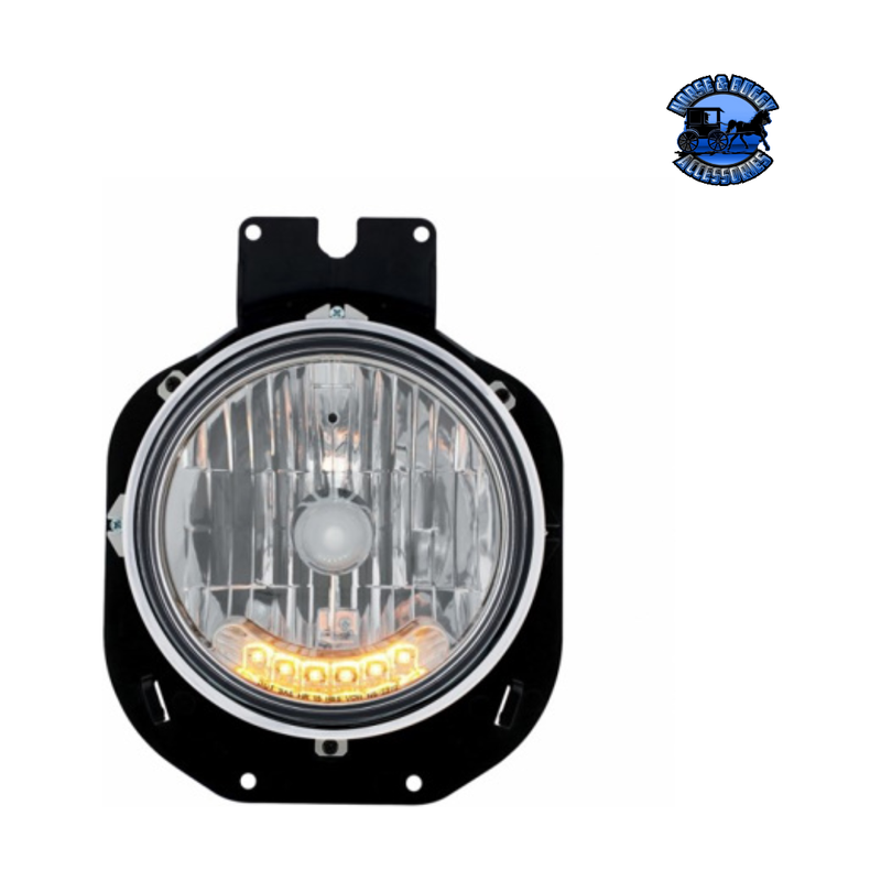 Crystal Headlight With 6 Amber LED For 1996-2005 Freightliner Century #31143 Crystal Headlight Black