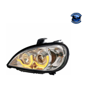 PROJECTION HEADLIGHT WITH DUAL FUNCTION LIGHT BAR FOR 2001-2020 FREIGHTLINER COLUMBIA (Choose Color) (Choose Side) HEADLIGHT Chrome / Driver's Side Tan