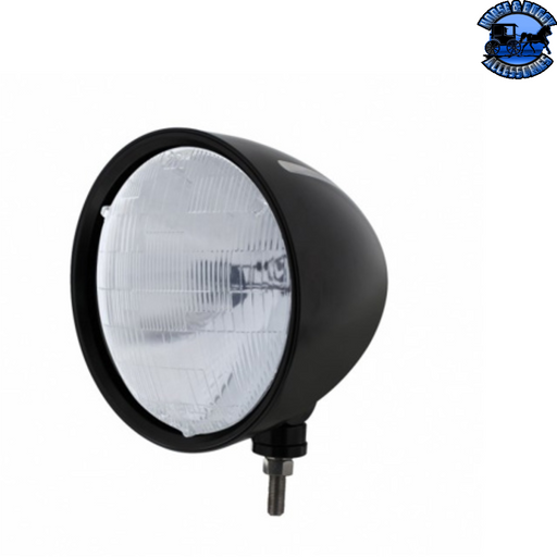 Gray Black "Billet" Style Groove Headlight H6014 Bulb #32671 HEADLIGHT