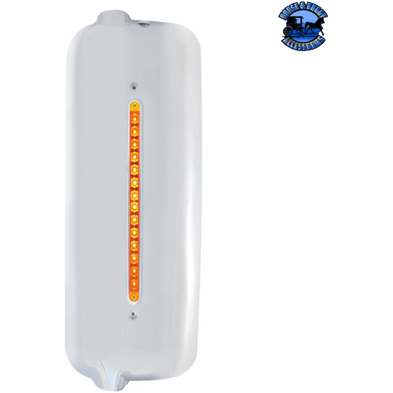 MIRROR COVER WITH 14 LED 12" LIGHT BAR FOR 2005 & OLDER FREIGHTLINER Mirror Cover Amber / Driver's Side Light Gray