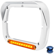 10 LED 5" X 7" HEADLIGHT BEZEL WITH VISOR (Choose Lens Color) Headlight Bezel Amber,Clear Light Gray