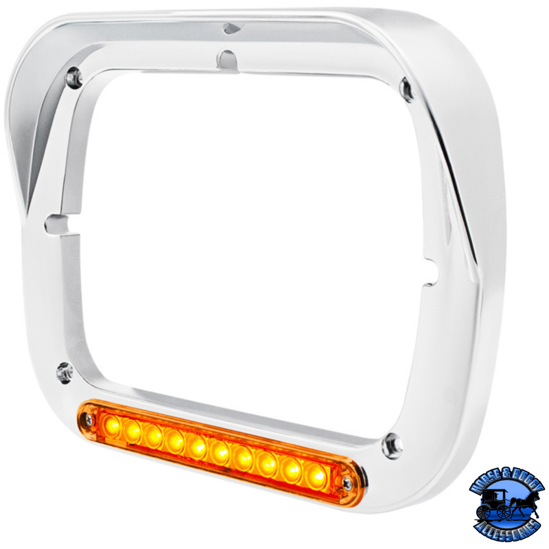 10 LED 5" X 7" HEADLIGHT BEZEL WITH VISOR (Choose Lens Color) Headlight Bezel Amber,Clear Light Gray
