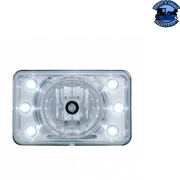 Gray ULTRALIT - 4" X 6" CRYSTAL PROJECTION HEADLIGHT WITH 6 WHITE LED POSITION LIGHT (Choose High or Low) HEADLIGHT High