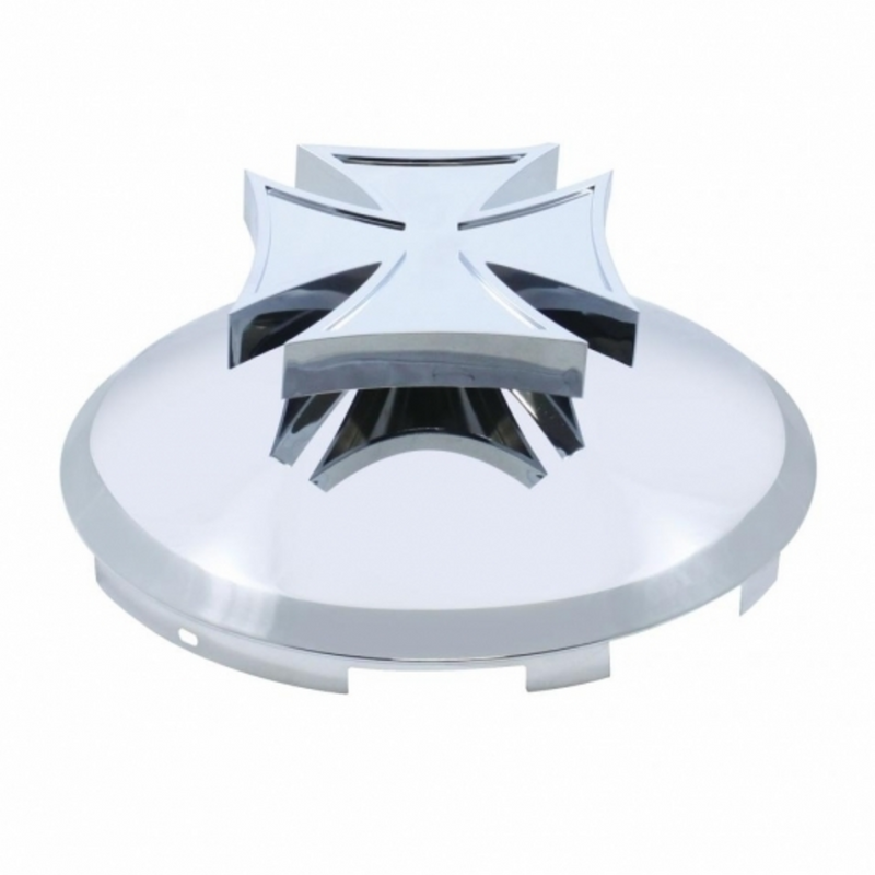 6 Uneven Notched Stainless Front Hub Cap With Iron Cross Spinner - 7/16" Lip