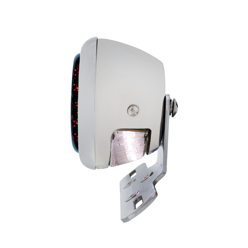 Chrome Motorcycle Rear Fender LP Bracket With 1933-36 Ford Style LED Tail Light