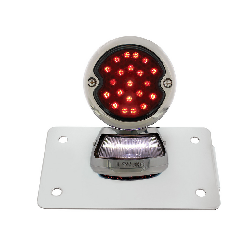 Chrome Horizontal Side Mount License Bracket With 1933-36 Ford Style LED Tail Light