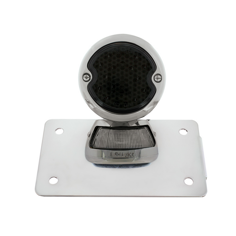 Chrome Horizontal Side Mount License Bracket With 1933-36 Ford Style LED Tail Light