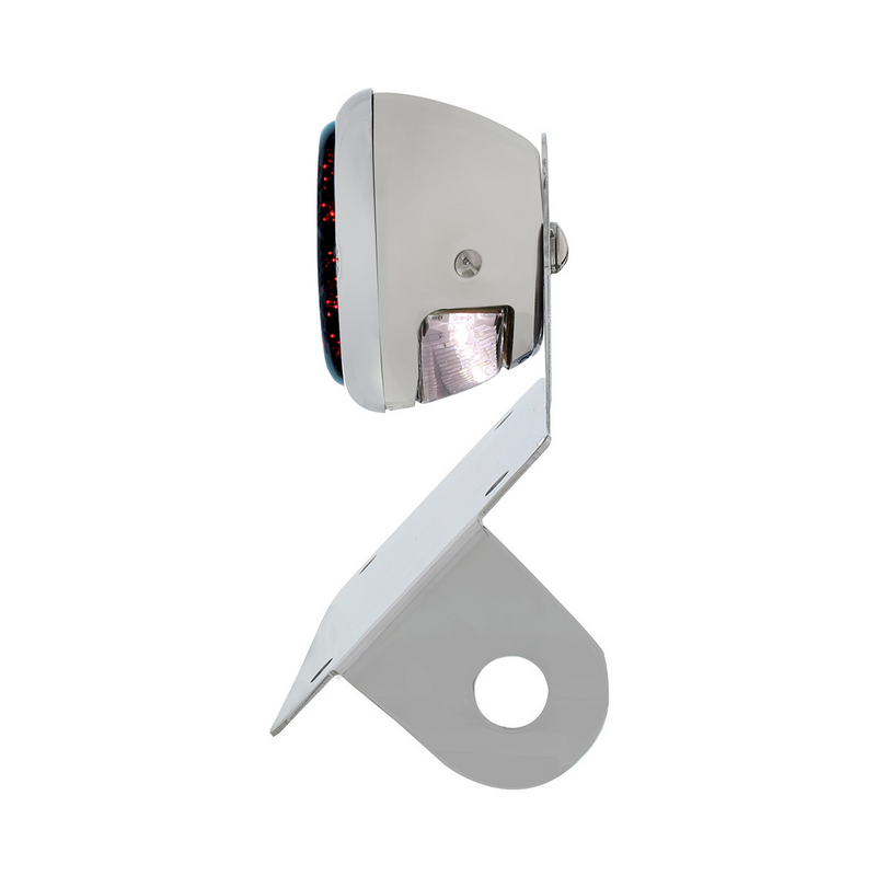 Chrome Horizontal Side Mount License Bracket With 1933-36 Ford Style LED Tail Light
