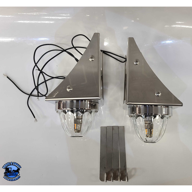 Stainless fuel tank watermelon light bracket (4" wide) fits-26" Peterbilt fuel tanks #SS-1032 (Sold in pairs) watermelon Gray