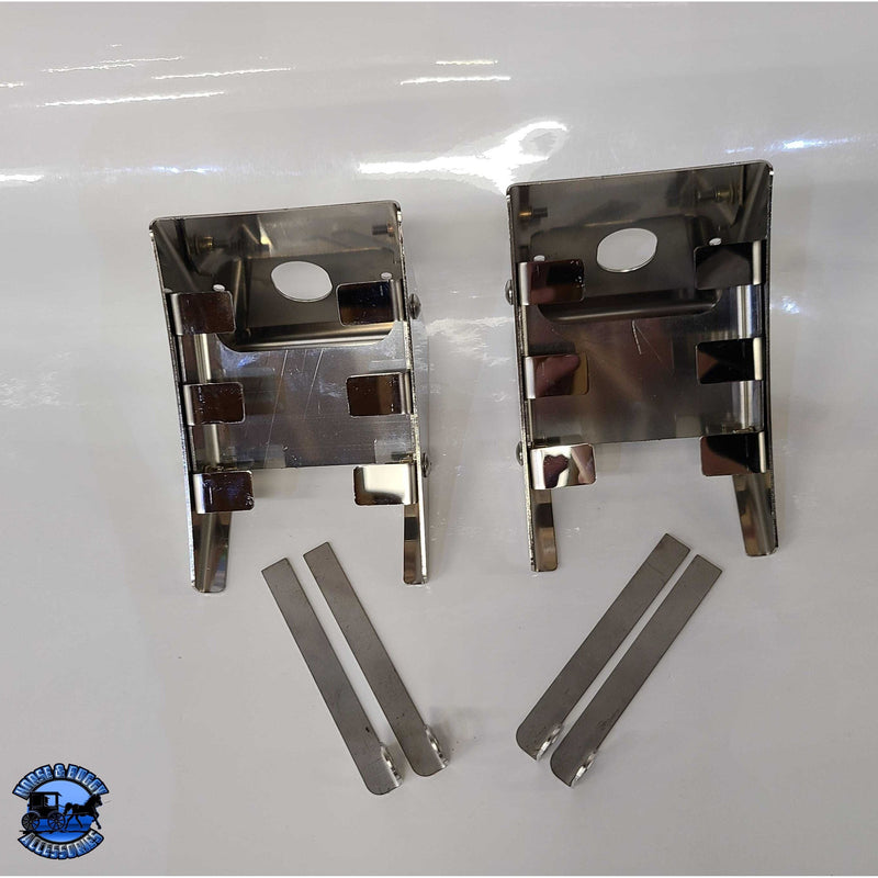 Stainless fuel tank watermelon light bracket (4" wide) fits-26" Peterbilt fuel tanks #SS-1032 (Sold in pairs) watermelon Gray