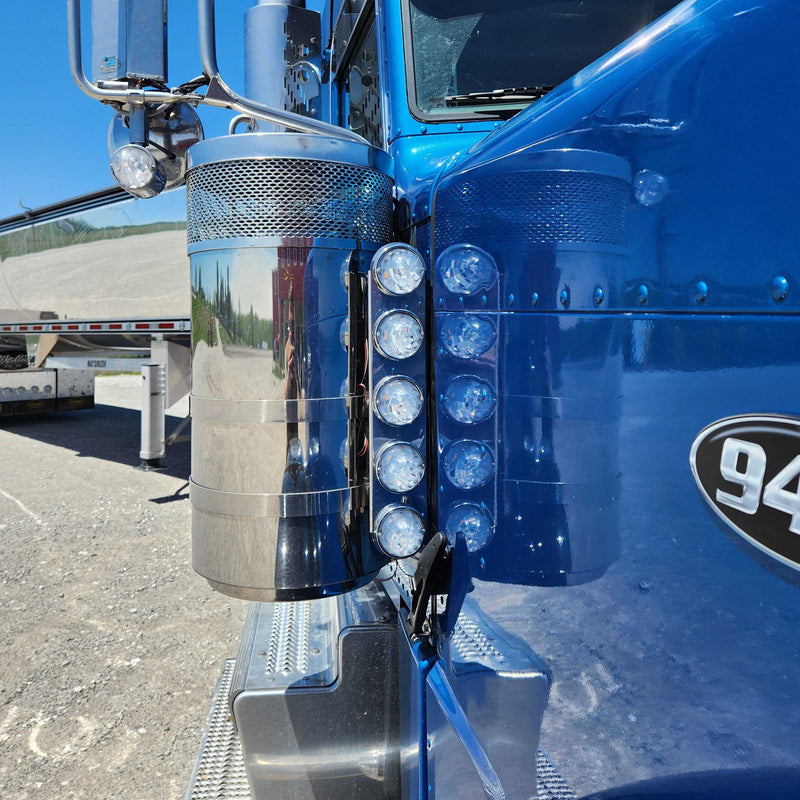 #1706 5 HOLE FRONT PETERBILT RADIUS STYLE BRACKET FOR 15" AIR CLEANER (SOLD IN PAIRS) (Lights not included) AIR CLEANER Dark Slate Blue