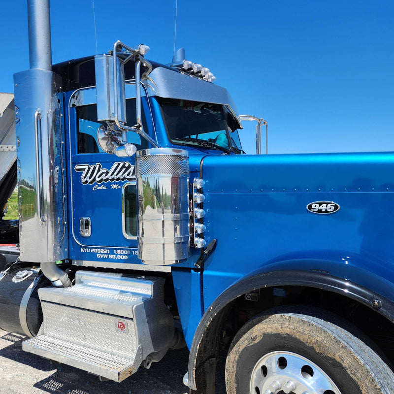 #1706 5 HOLE FRONT PETERBILT RADIUS STYLE BRACKET FOR 15" AIR CLEANER (SOLD IN PAIRS) (Lights not included) AIR CLEANER Steel Blue