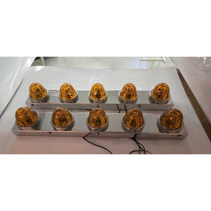 SS-1740 PETERBILT 589 STRAP-MOUNT FRONT AIR CLEANER BRACKET w/ (5) WATERMELON (SOLD IN PAIRS) Air Cleaner Light Slate Gray