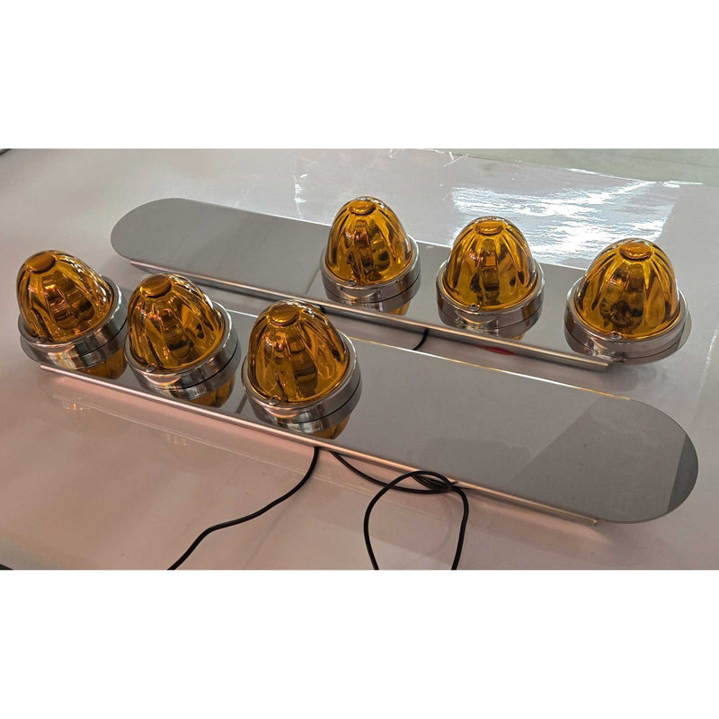 ss-1742 FRONT RADIUS-STYLE PETERBILT 15" AIR CLEANER w/ (3) WATERMELON HOLES ON BOTTOM (SOLD IN PAIRS) (No lights included) AIR CLEANER Slate Gray