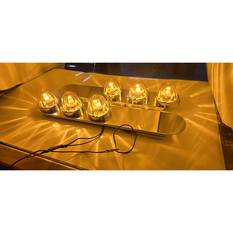 ss-1742 FRONT RADIUS-STYLE PETERBILT 15" AIR CLEANER w/ (3) WATERMELON HOLES ON BOTTOM (SOLD IN PAIRS) (No lights included) AIR CLEANER Dark Goldenrod