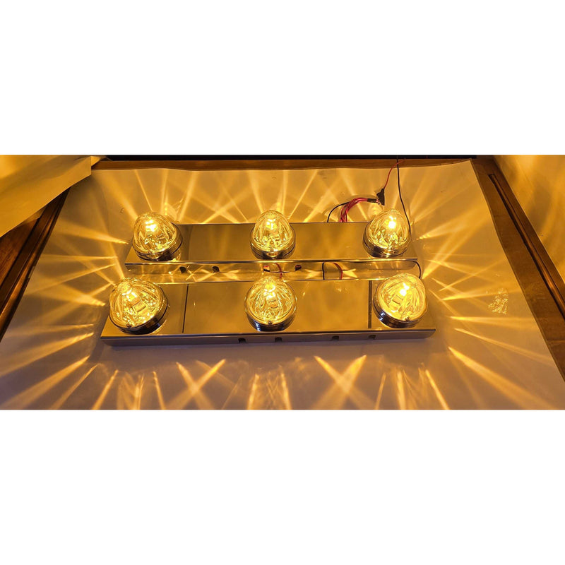 SS-1744 FRONT PETERBILT - Square End LONG Bracket for 15" Air Cleaner - (3) WM Light Holes (SOLD IN PAIRS) Dark Goldenrod