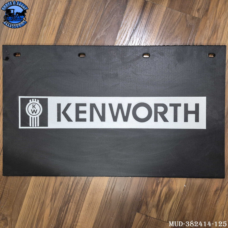 MUD-382414-125 3/8'' KW BATTERY/TOOL BOX MUDFLAP W/ WHITE KW LOGO (24'' X 14'')