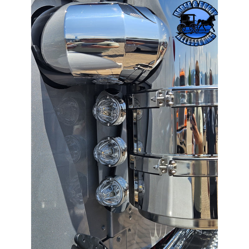 JML Kustoms 15" FRONT KENWORTH AIR CLEANER BRACKET, RADUIS STYLE (SOLD IN PAIRS) #1720 (does not include lights)