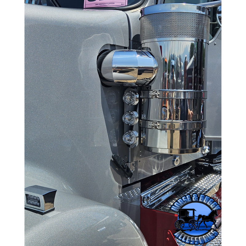 JML Kustoms 15" FRONT KENWORTH AIR CLEANER BRACKET, RADUIS STYLE (SOLD IN PAIRS) #1720 (does not include lights)