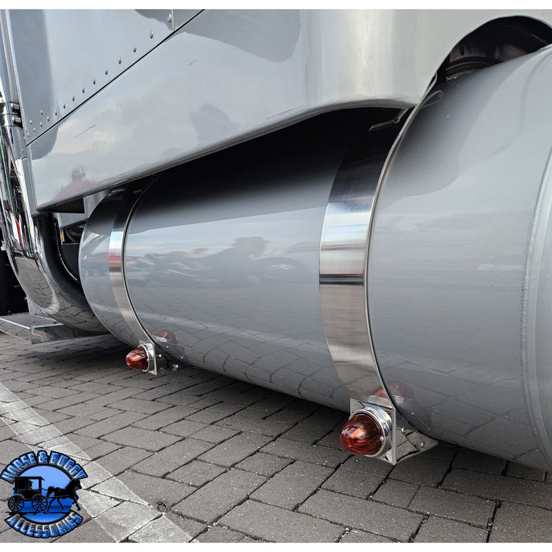 Stainless fuel tank watermelon light bracket (4" wide) fits-26" Peterbilt fuel tanks #SS-1032 (Sold in pairs)
