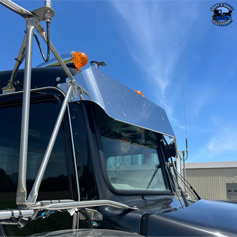 #2028 Rollin Low Kenworth 11" x 9" Reverse Bowtie Visor Fits-Flat Glass Models visor Steel Blue