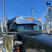 #2028 Rollin Low Kenworth 11" x 9" Reverse Bowtie Visor Fits-Flat Glass Models visor Steel Blue