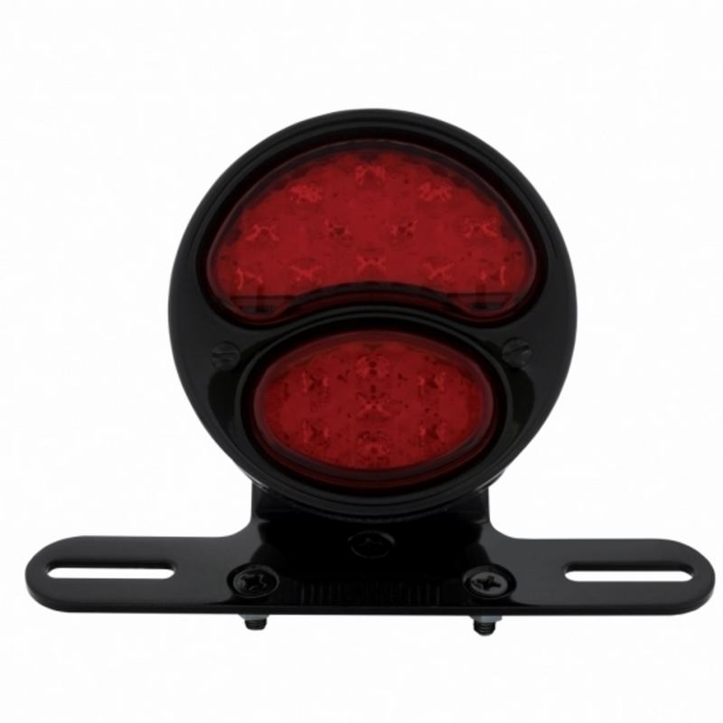Black Motorcycle Rear Fender Mounting Bracket With 1928 LED "DUO Lamp" Tail Light