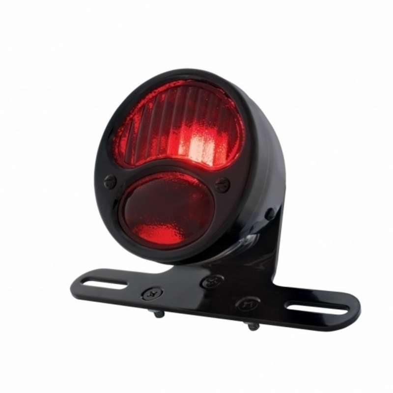 DUO Lamp Motorcycle Rear Fender Tail Light With Red Glass Lens