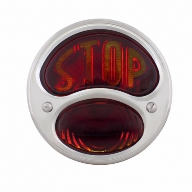 Soporte de matrícula de montaje lateral horizontal cromado con luz trasera "STOP DUO Lamp" de 1928