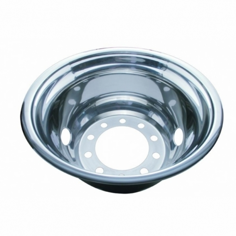 Cubierta de rueda trasera de acero inoxidable de 22-1/2" de diámetro exterior únicamente: 2 orificios de ventilación, pilotada por maza