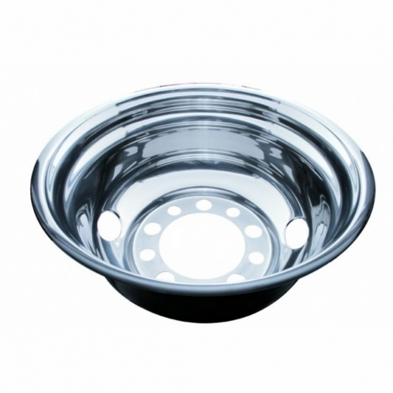 Cubierta de rueda trasera de acero inoxidable de 24-1/2" de diámetro exterior únicamente: 2 orificios de ventilación, pilotada por perno