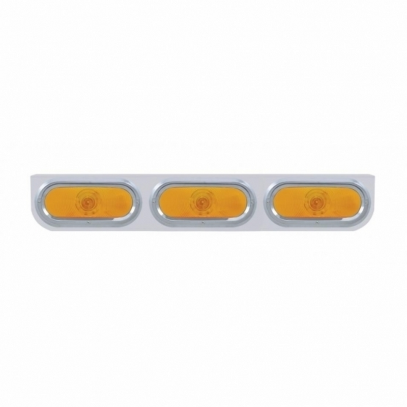 Soporte de luz de acero inoxidable con viseras y luces ovaladas de 3X 6" - Lente ámbar