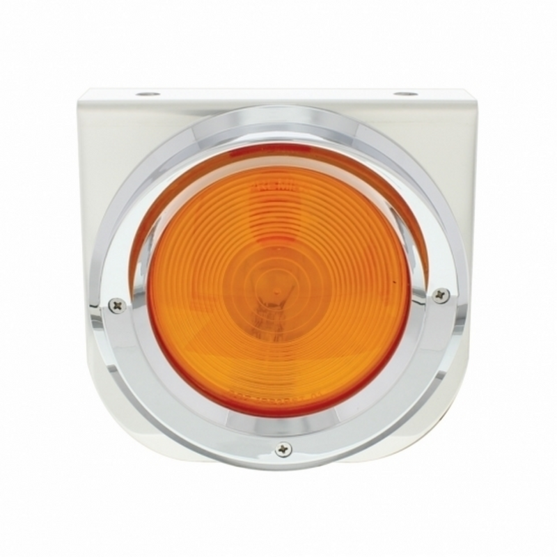 Soporte de luz de acero inoxidable con luz de 4" y visera - Lente ámbar
